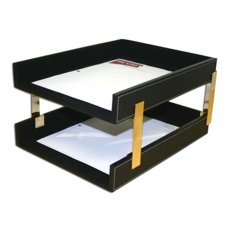 Lester Leather Stackable Paper Organizer