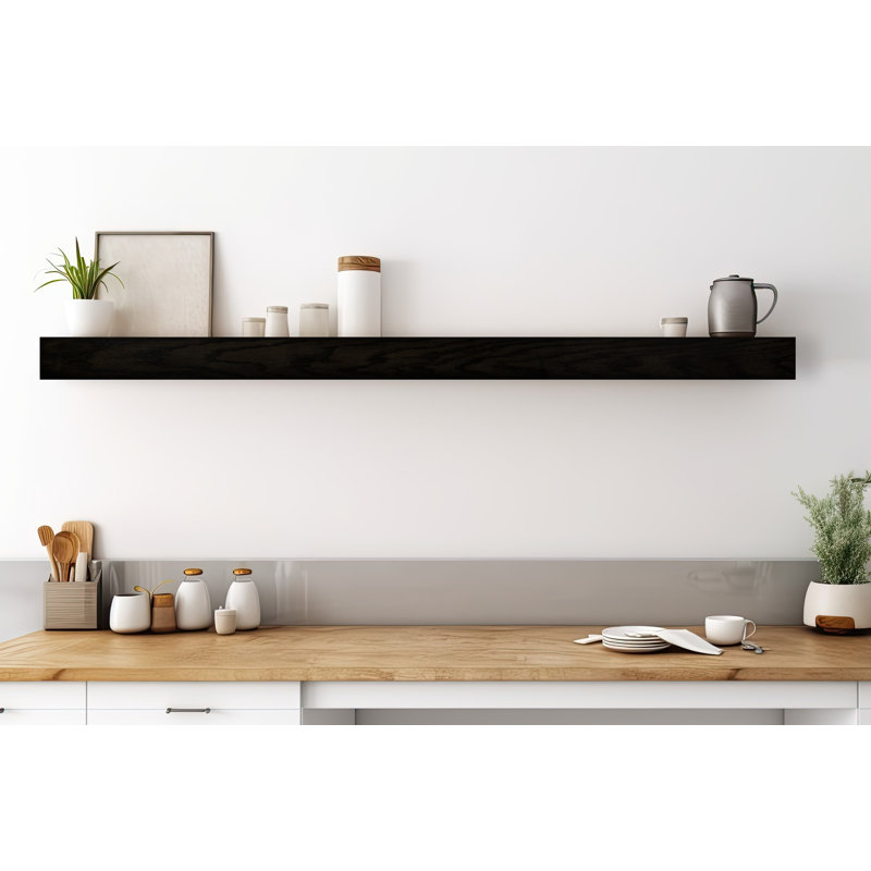 Avyay Oak Floating Shelf, Black, 4" H x 53" W x 6" D