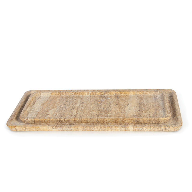 Natural Sand Marble Tray Set of 2