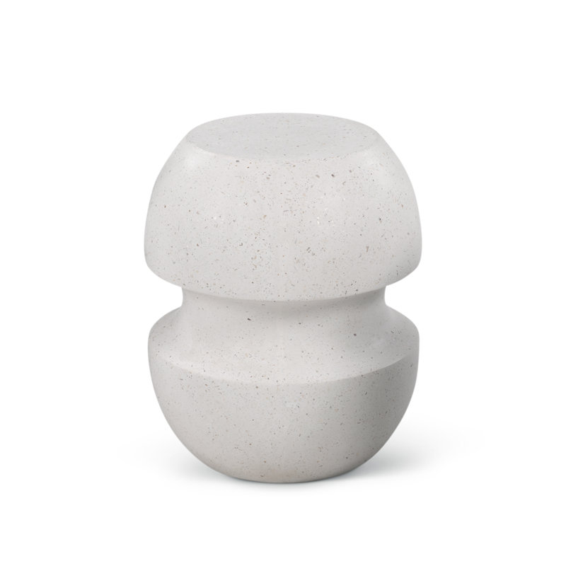 Cyrus Indoor/Outdoor Concrete End Table, Ivory Terrazzo