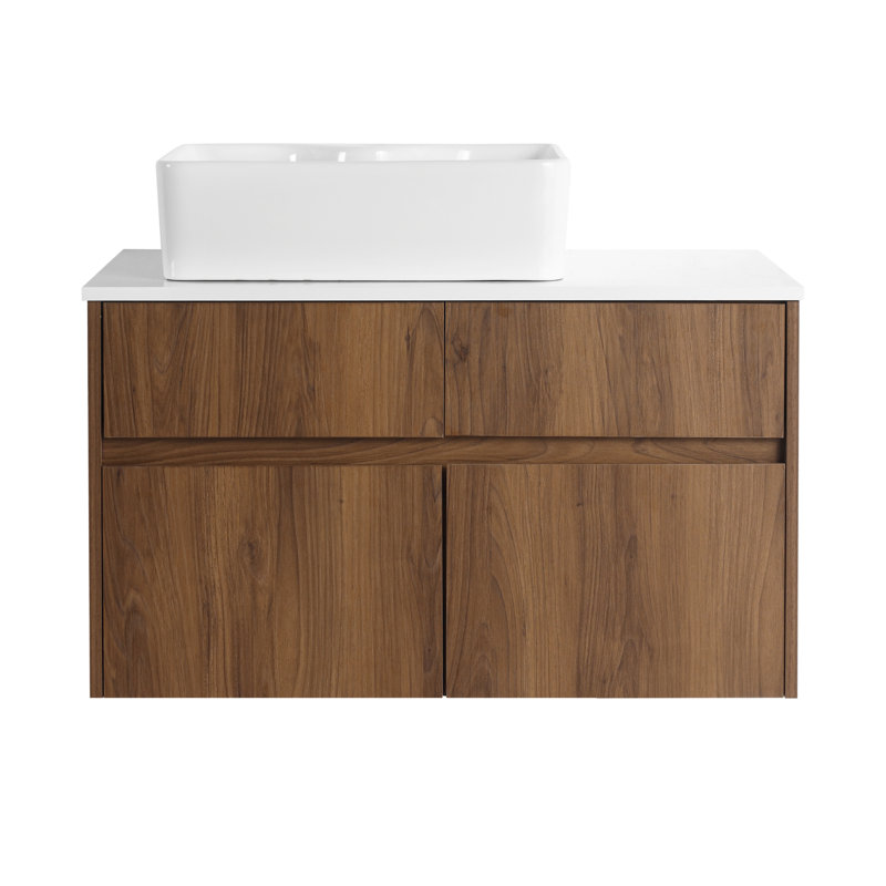 Meuble-lavabo en bois de 31,5 po (doit inclure le meuble-lavabo et le lavabo), Brun 1