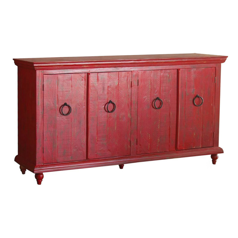 Console en bois massif 73,25 po Bisceglia, Rouge