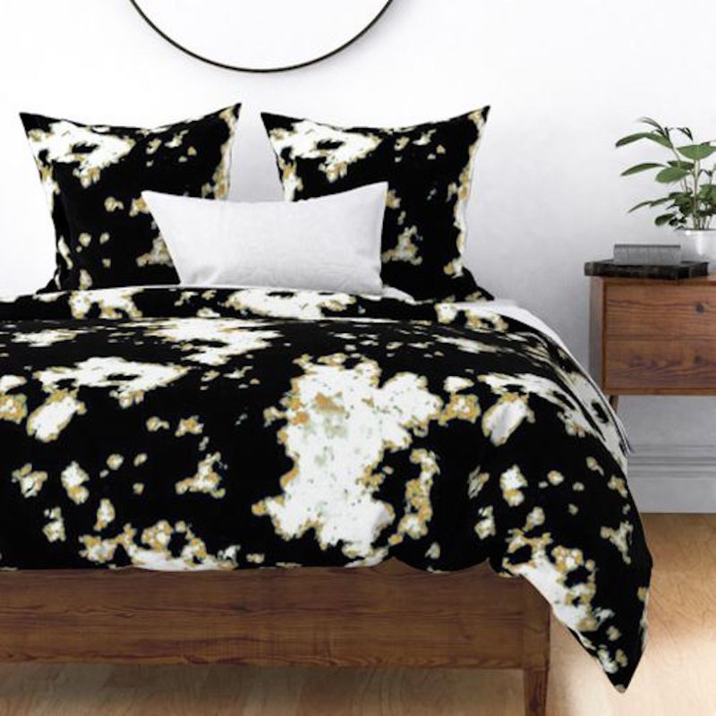 Batik Sateen Duvet Cover, Yellow/Black, Twin Duvet Cover