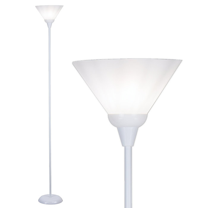 Latitude Run® Ankrum 71" Modern White Torchiere Floor Lamp with Frosted ...