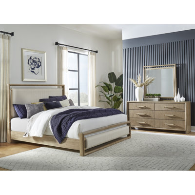 Arlington Queen Upholstered Panel 3Pc Bedroom Set - Nutmeg