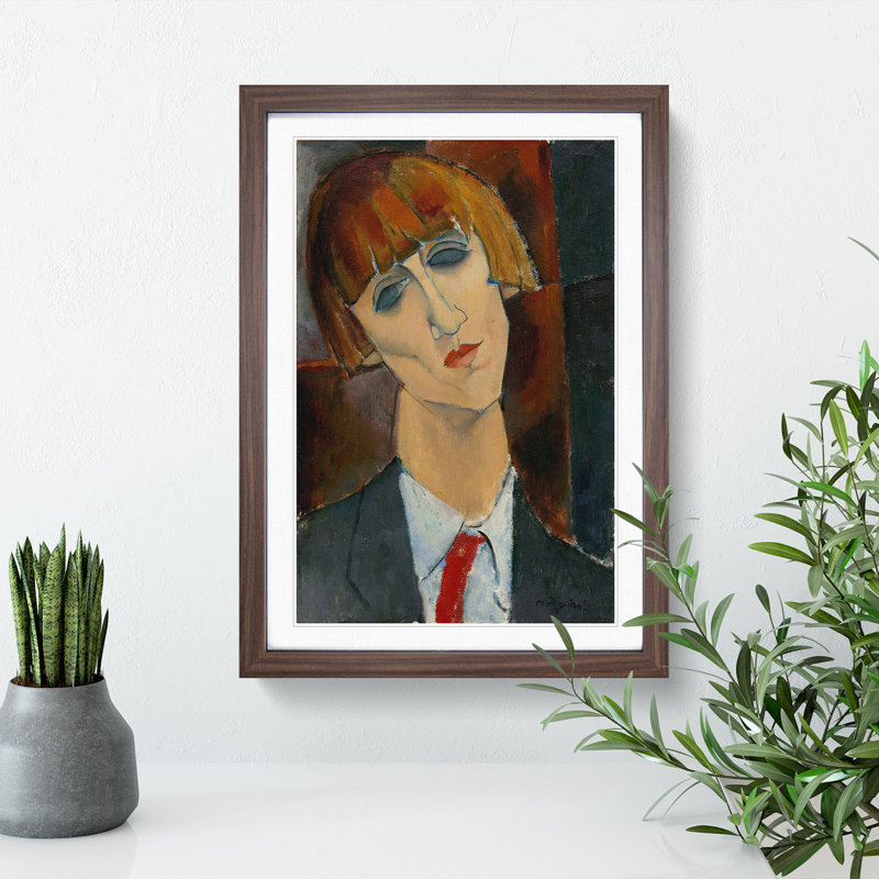 Madame Kisling by Amedeo Modigliani - Picture Frame Painting, 36cm H x 27cm W x 2cm D, Walnut Framed