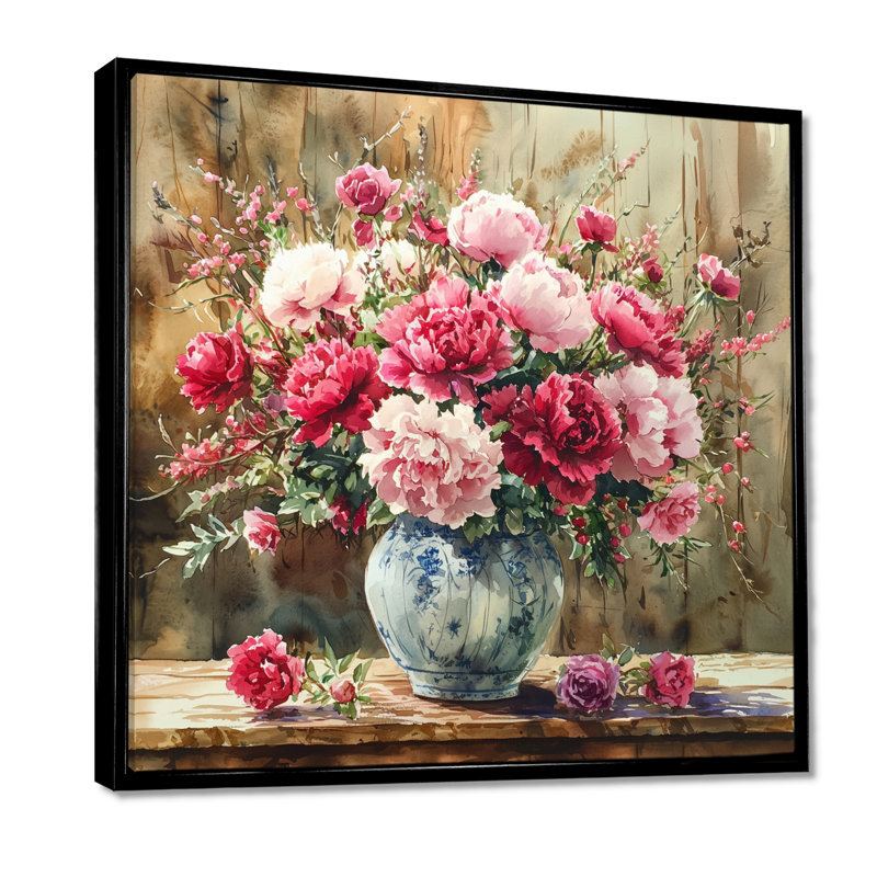 «Rustic Romance Bouquet Of Roses I», art mural large assorti, Impression encadrée flottante, Noir, noir, noir, noir