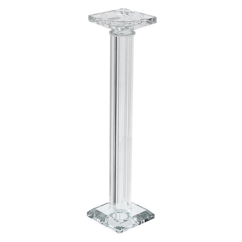 17" H x 4" W x 4" D Glass Tabletop Candlestick, 17" H x 4" W x 4" D
