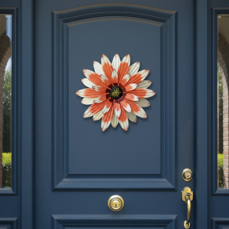 Décoration florale tridimensionnelle en fer forgé petites marguerites en fleurs, ornement suspendu, orange, Orange