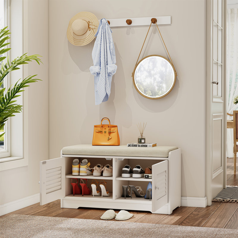 Banc de rangement pour chaussures 28,74 po avec armoire 2 portes