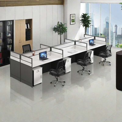 Mickaela Rectangle 6 Person Cubicle with Cable Management