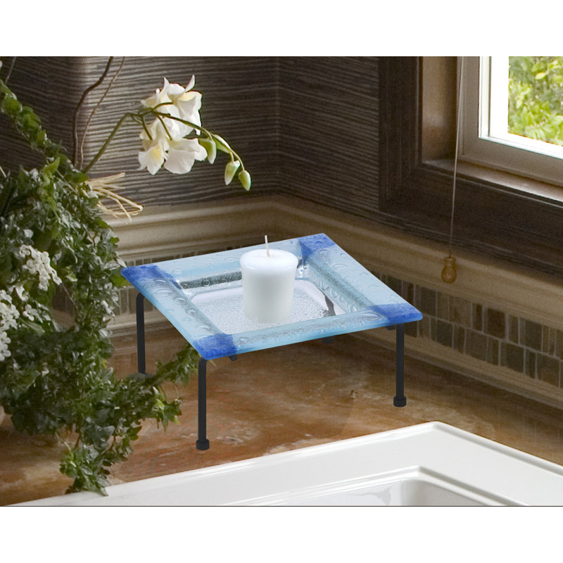 votive en verre fondu Mader, Bleu, H 1,5 po x l 7 po x P 7 po