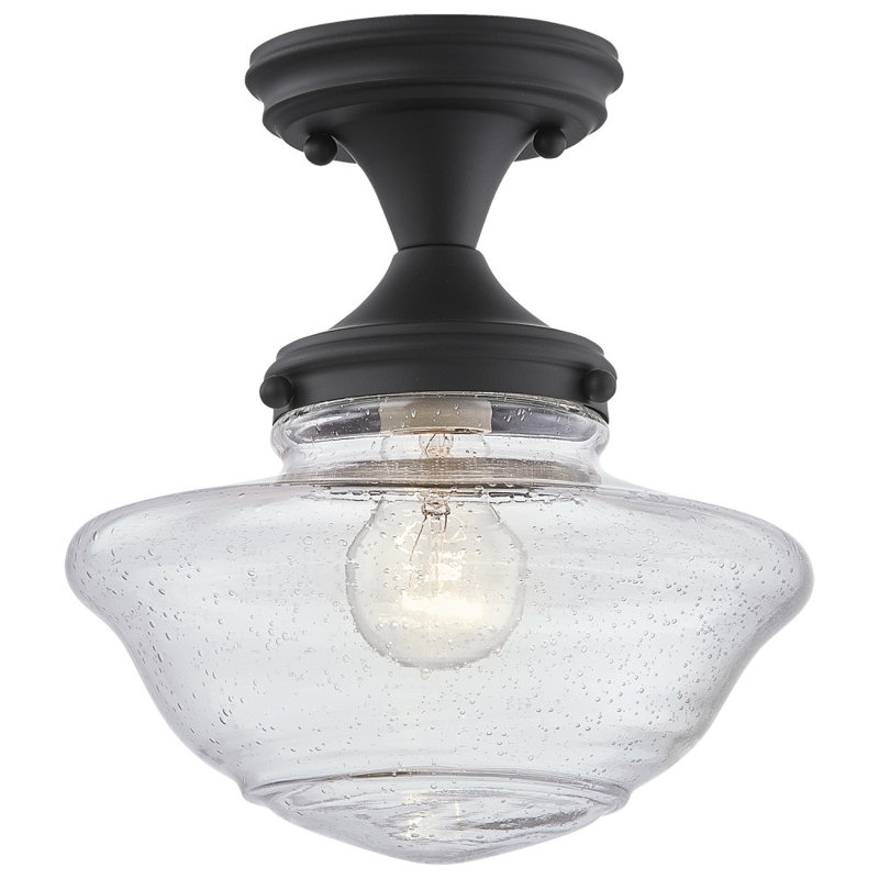 Millsap Glass Semi Flush Mount, Matte Black