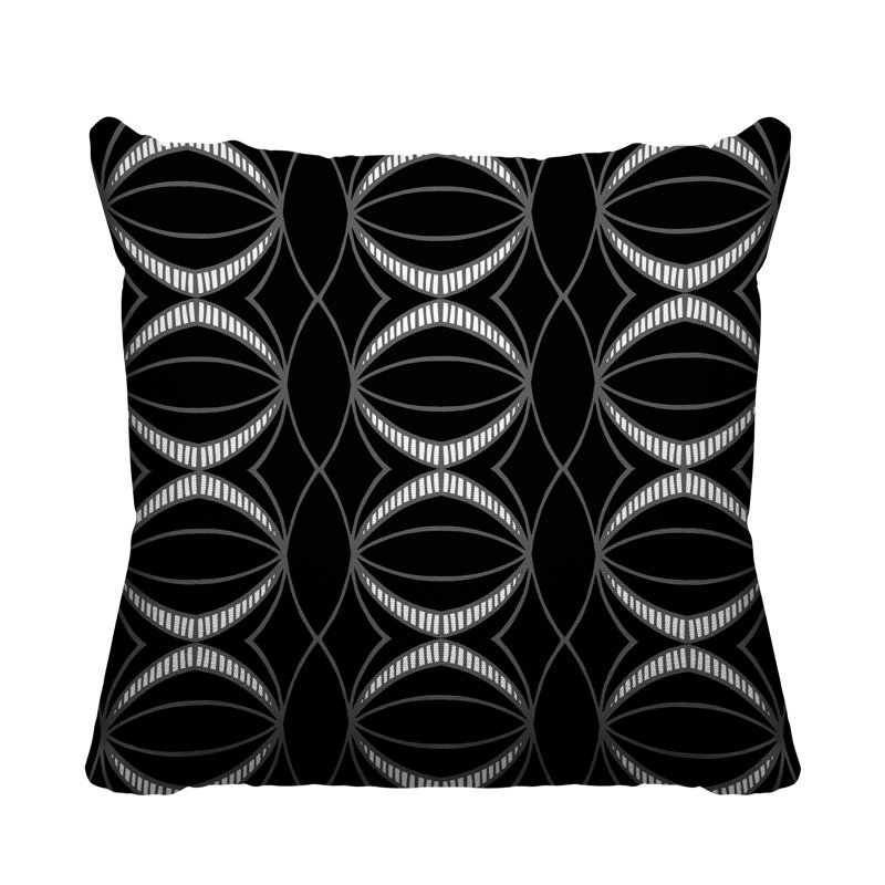 Coussin décoratif intérieur / extérieur Samira, L 15 po x H 15 po, Noir