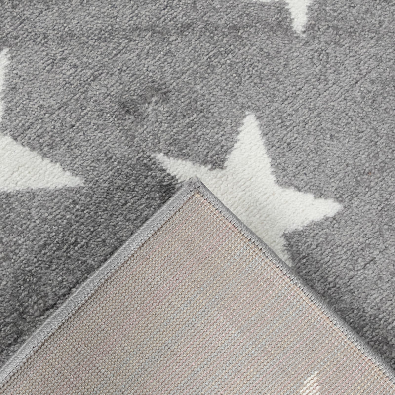 Tapis géométriques gris clair pour bébé et enfants Lich Waterloo, Rectangle 5 pi 3 po x 7 pi 3 po