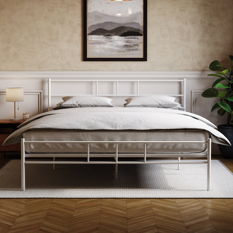 Dorset Metal Bed With Metal Slats & Centre Support Legs, White, Kingsize (5')
