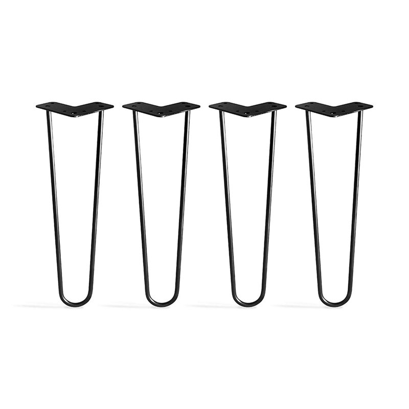 16 Inch Black Steel Hairpin Furniture Legs Set of 4