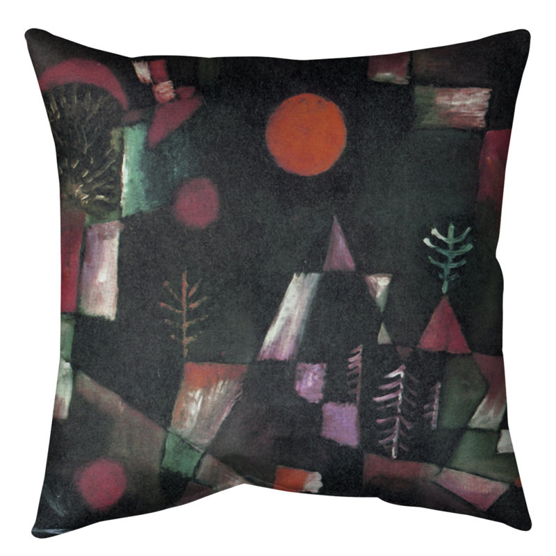 Coussin décoratif full moon, 20 po x 20 po, Rouge, Polyester sergé