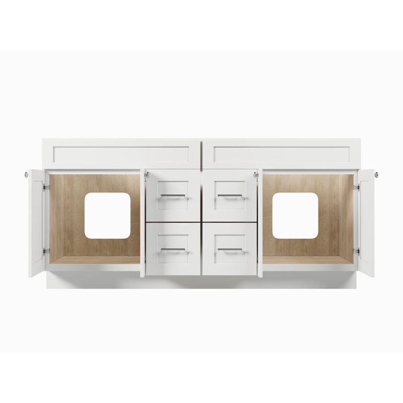 72'' Double Bathroom Vanity Base Only in White, White