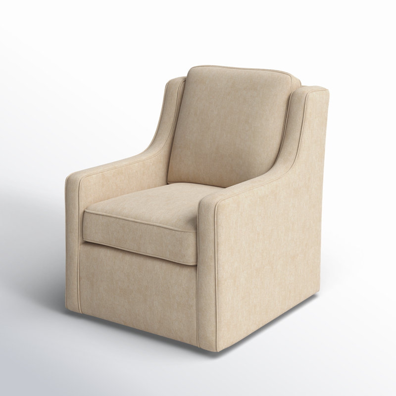 Moshier 28.5" W Upholstered Swivel Armchair, Cream Microfiber