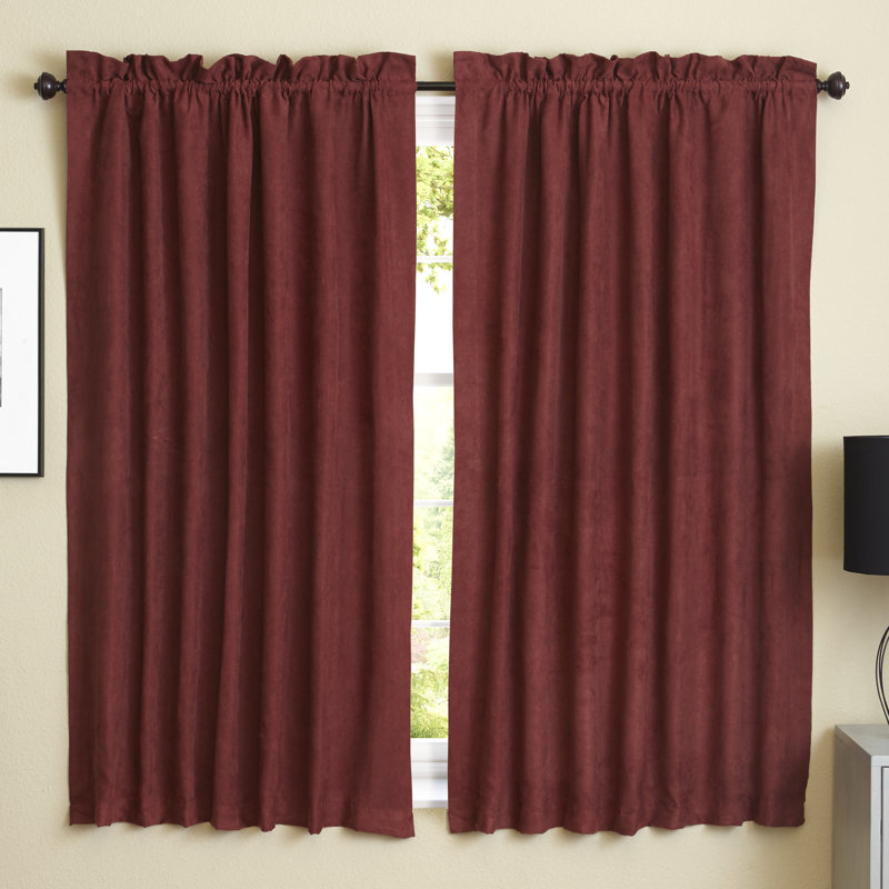 Crownfield Room Darkening Curtain Pair, Red Wine, 52" W x 63" L