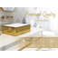 MEJE 14" Luxury Gold Stripes Square Bathroom Vessel Sink, Above Counter Countertop Vanity Sink,Porcelain Ceramic Art Basin,Wash Basin for Lavatory Vanity Cabinet