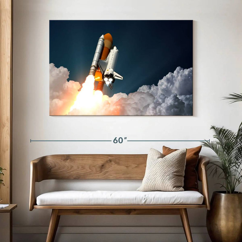 Oberle Rocket Flying To Space, 32" H x 48" W