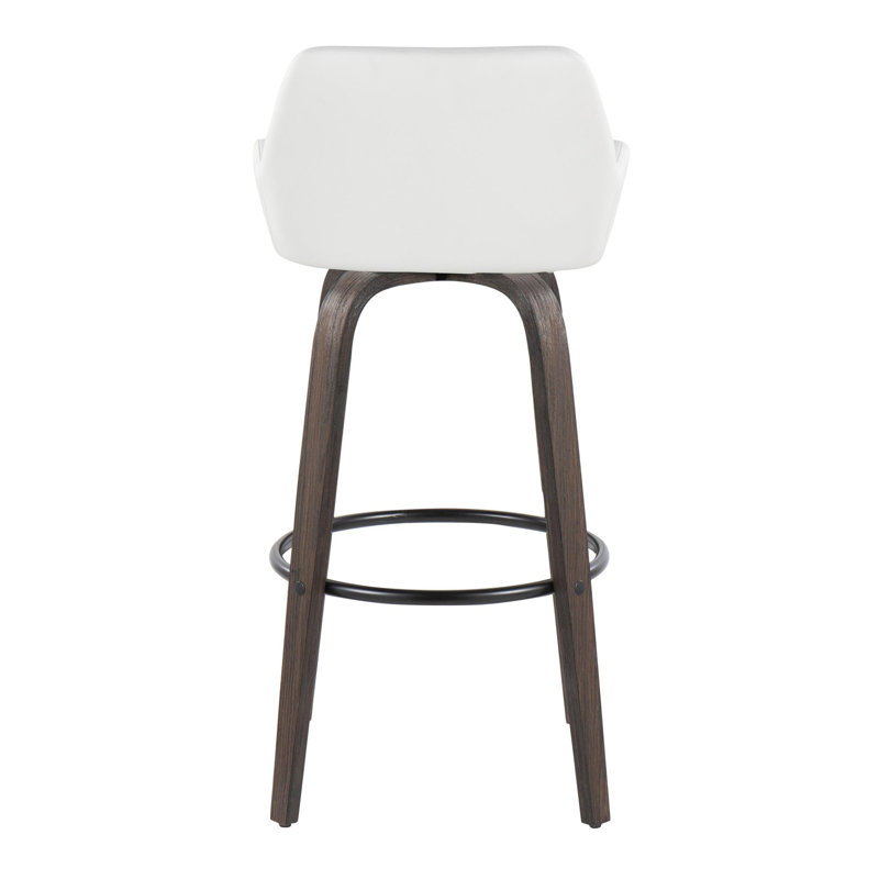 Contemporary Fixed-Height Barstool, White, Charcoal/Black