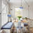 Barclay Modern Vintage Tiffany Blue Glass Style Hanging Pendant Lighting, Adjustable Plug In Chandelier  For Living Room