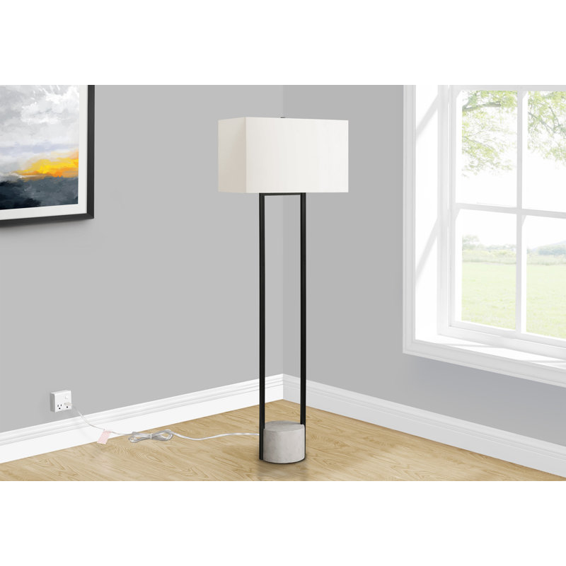 Contemporary 62 Inch Black Metal Floor Lamp With Ivory/Cream Shade | Gift Idea