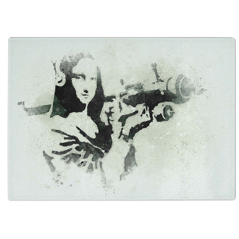 Glass Mona Lisa by Banksy Chopping Board, 39 cm W x 28.5 cm L