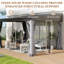 Pavillon de jardin mural en acier galvanisé à toit rigide de 12 pi x P 10 pi avec pavillon en bois robuste avec filet et rideaux-95198002