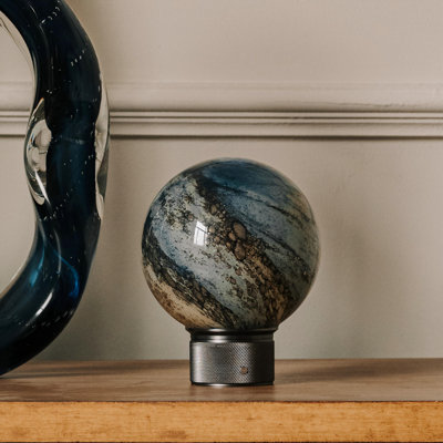 Hand-Blown Art Glass Rechargeable Table Lamp with Integrated LED