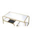 Table basse dorée - tablettes en miroir, présentoirs avec cadre supérieur en métal doré, robuste