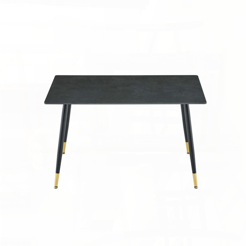 Modern Luxury Sintered Stone Dining Table with Black Legs and Gold Feet