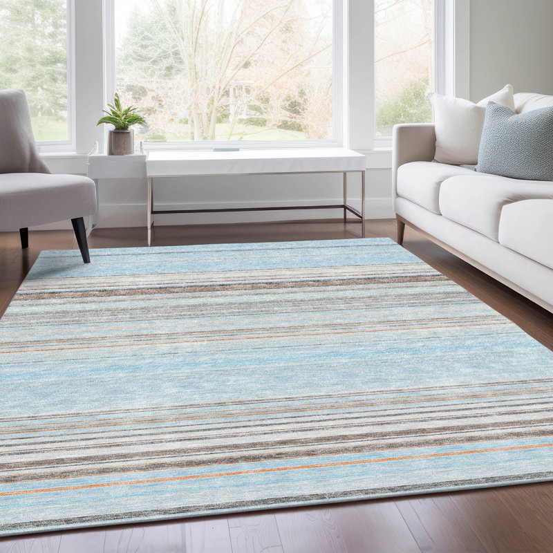 Tapis de qualité supérieure lavable à la machine Prisco Sky, Rectangle 5 pi x 7 pi 6 po