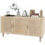 Buffet, armoire de cuisine, armoire à café avec 3 portes en rotin et tablettes réglables-641445615