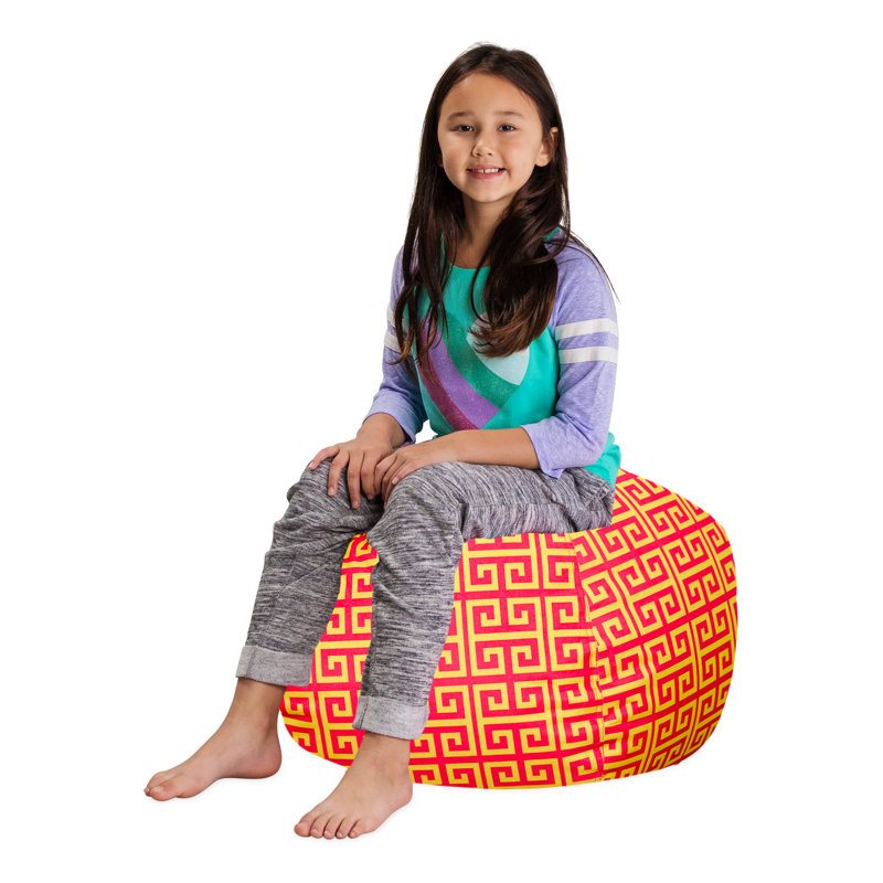 Housse pour fauteuil à billes Kids, Moyen - 27 po, Motif de volutes rouge et jaune