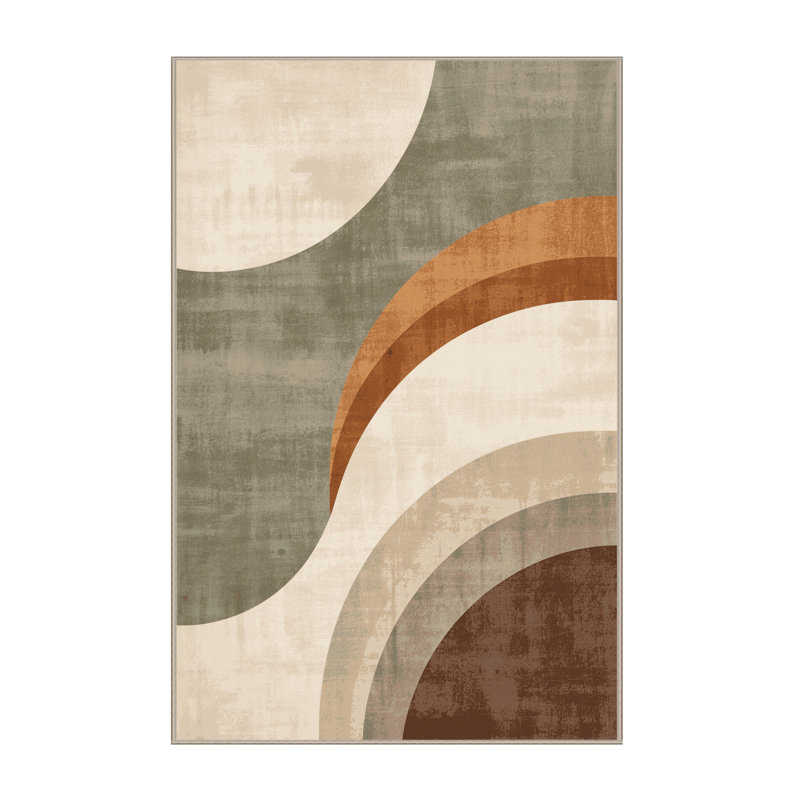 Tapis arc moderne et contemporain lavable à la machine en gris - beige, 5x8