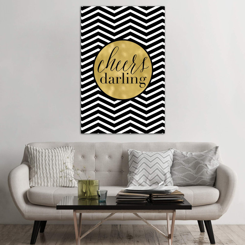 Cheers Darling Chevron by Willow & Olive - Wrapped Canvas Print, 152.5 cm H x 101.5 cm W