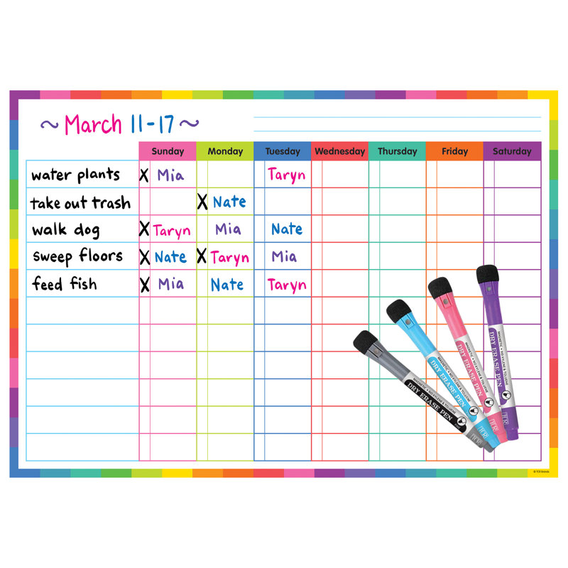 Teacher Created Resources® Colourful Dry-Erase Magnetic Task Chart