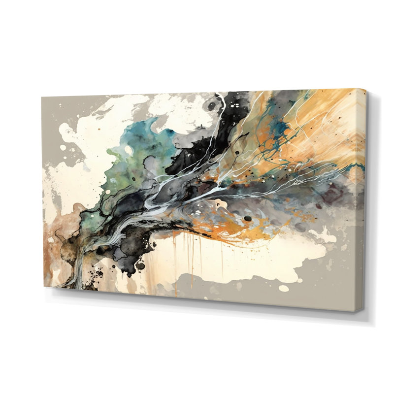 «Jazz Rhythms In Shades Of Grey IV», art mural abstrait à l'encre liquide
