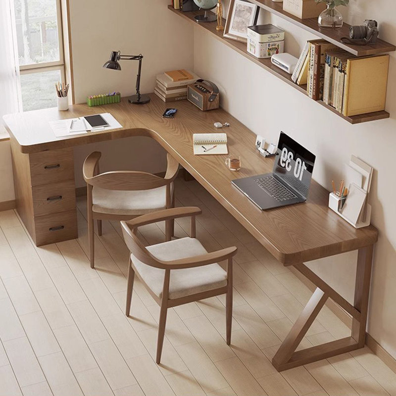 Bureaux rectangulaires en bois massif brun, H 29,53 po x l 62,99 po x P 47,24 po, Retour à gauche