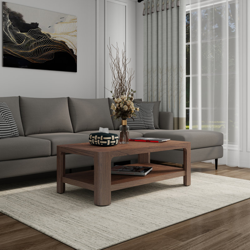 Burroughs Coffee Table With Open Shelf, Walnut, Walnut