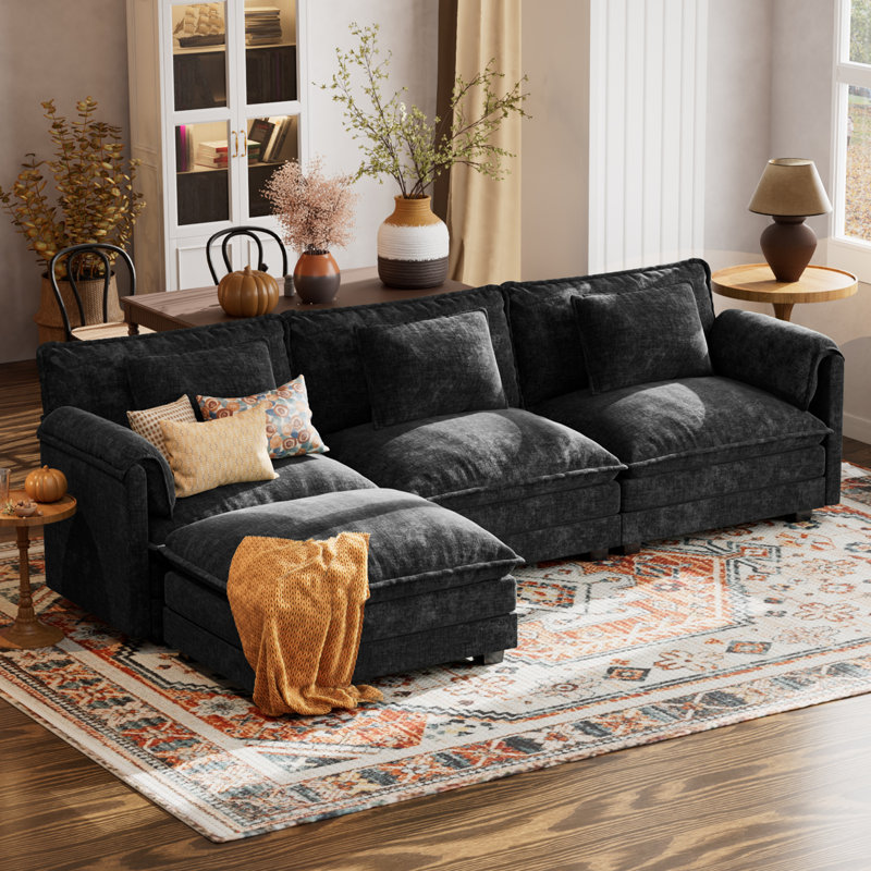 4-Piece 115'' L-Shape Sectional Sofa with Ottoman