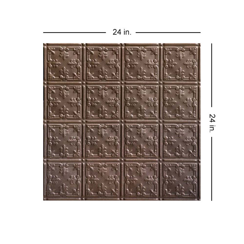 Tuile de plafond cloutée en fer 2 pi x 2 pi Florentine, Bronze