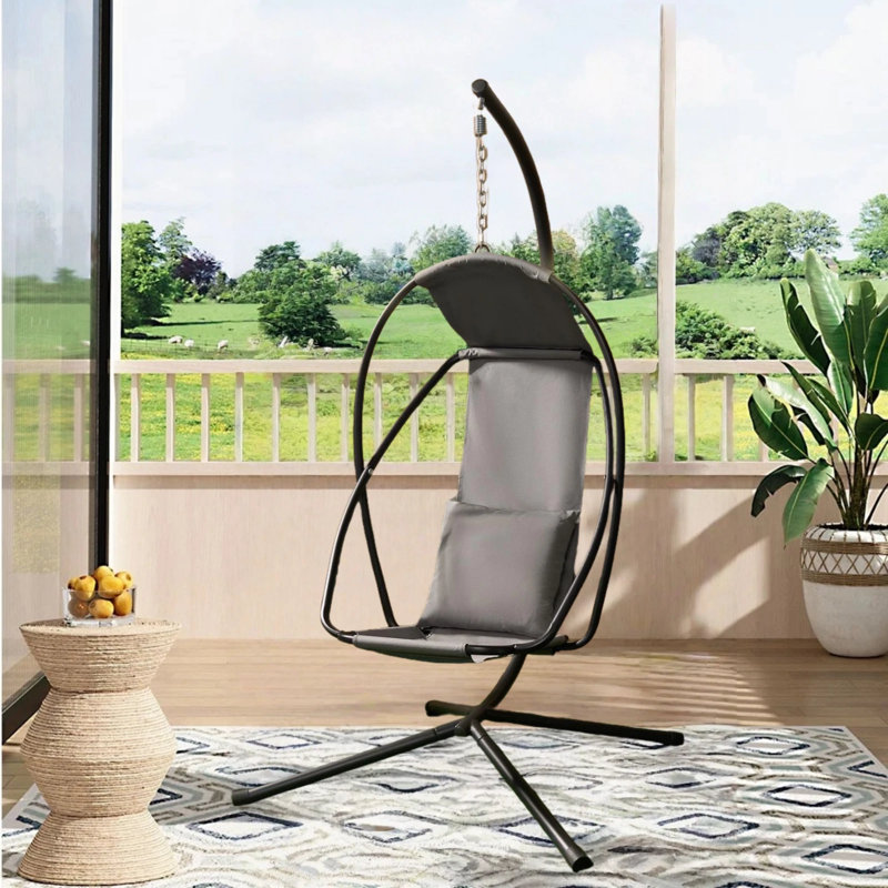 Garden Cloth Hanging Egg Chair Outdoor Seat Chair Pod Swing Hammock Indoor Patio, Dark Gray