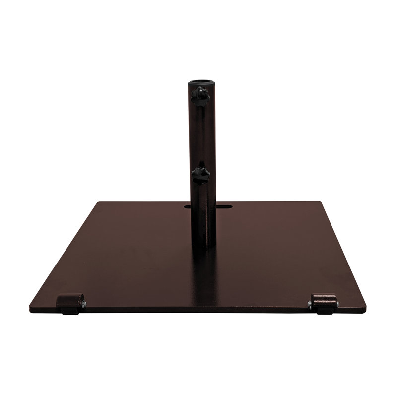 US Weight 75 lb. Free Standing Flat Steel Outdoor Patio Umbrella Base with Wheels in Brown