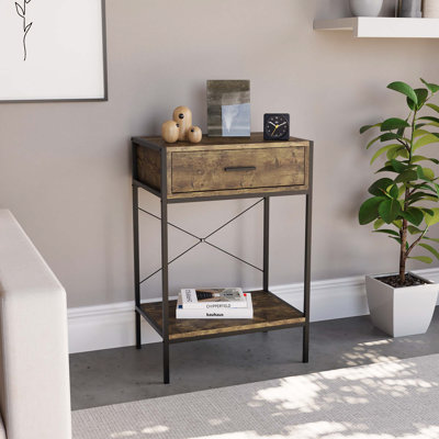 Sylvie 1 Drawer Industrial Console Table with Metal Legs Hallway & Living Room Furniture