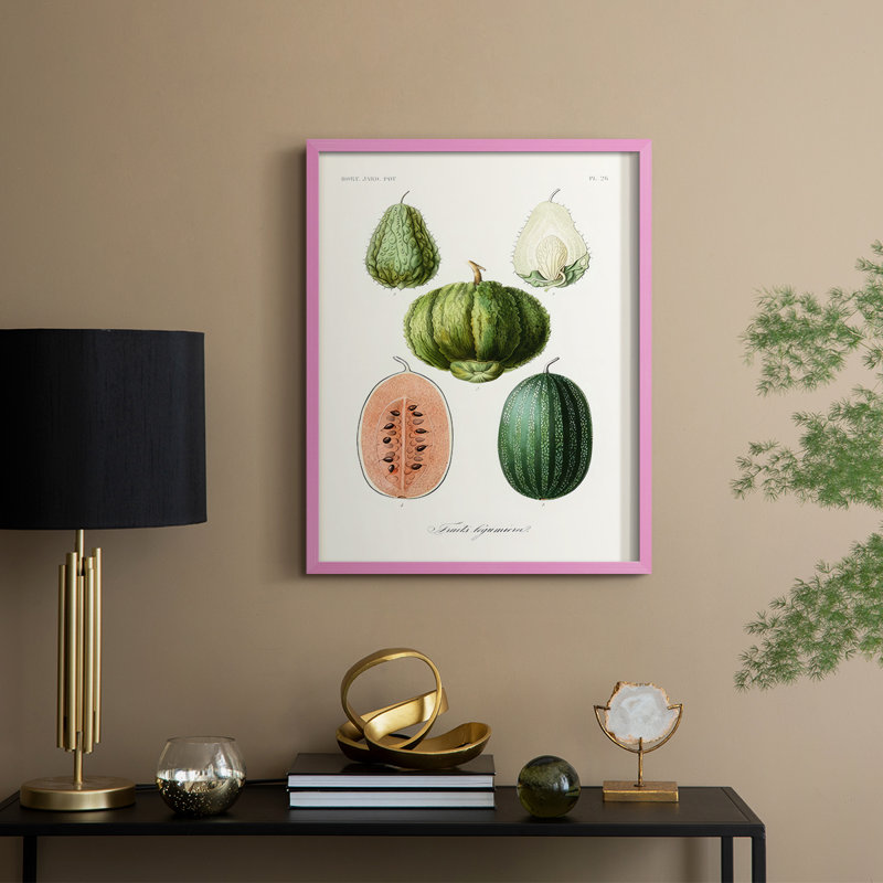 Fruit & Vegetable Varieties VIII Framed Print - Solid Wood, 15" H x 12" W, Pink